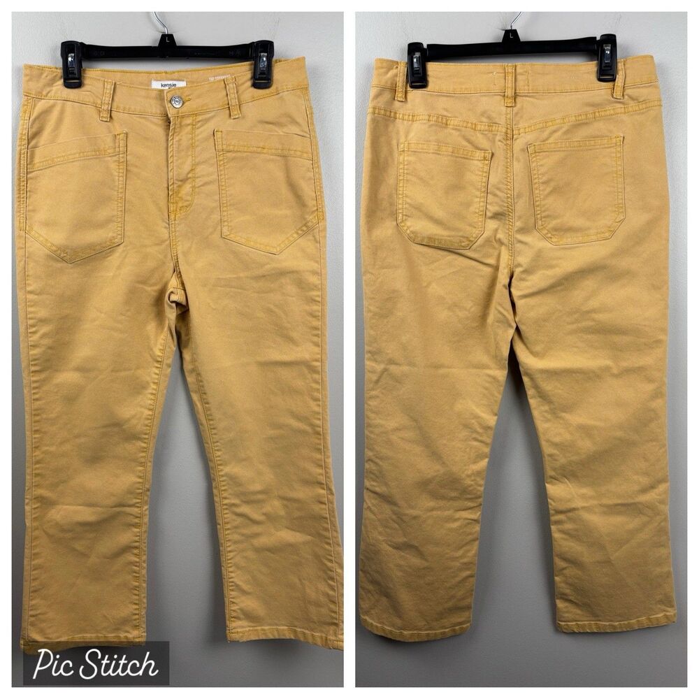Kensie Yellow Jeans Size 8/29 Savannah High Rise Flare Crop Straight Pants